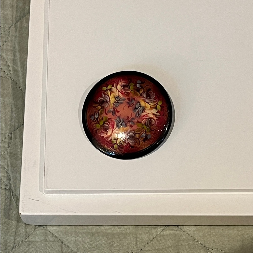 Hand-Painted Floral Wall Accent - Red and Gold Home Decor